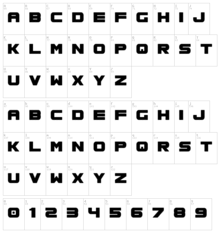 Spac3 Halftone font map